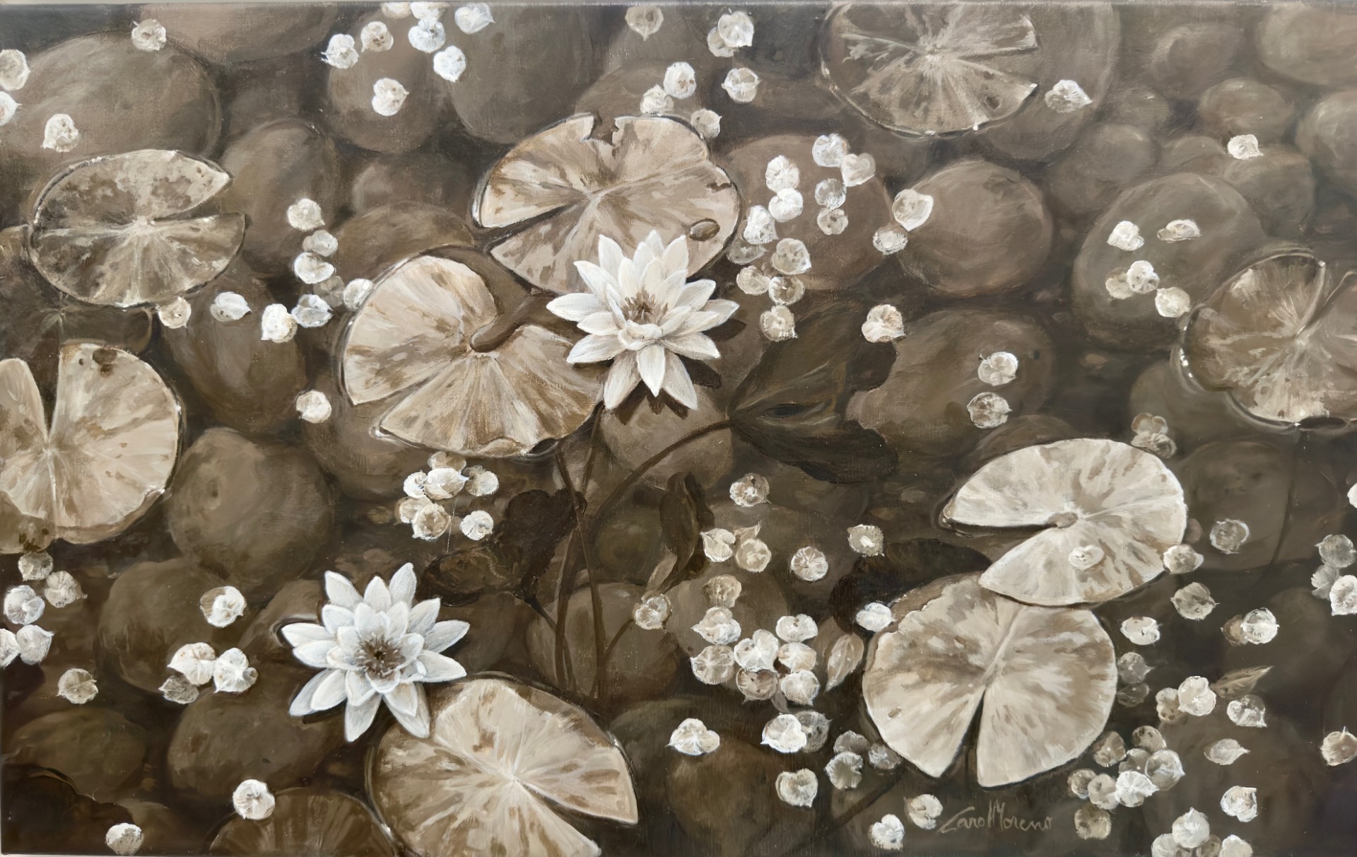 BW Waterlillies by Carol Moreno